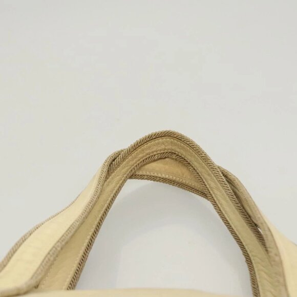 PRADA Hand Bag Leather Cream Silver Auth - Picture 7 of 16
